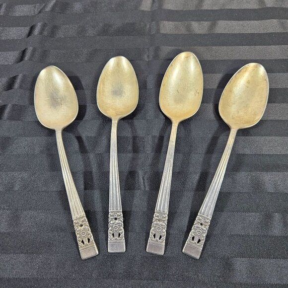 Oneida Other - Vintage Oneida Community Plate‎ Serving Spoons Coronation Pattern Set of 4